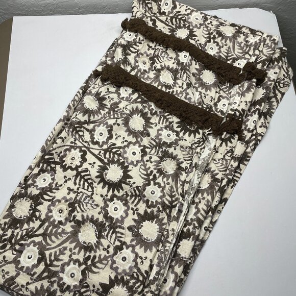 Opalhouse Jungalow Brown White Botanical Print Fringe Shower Curtain 72x72 - Picture 4 of 7